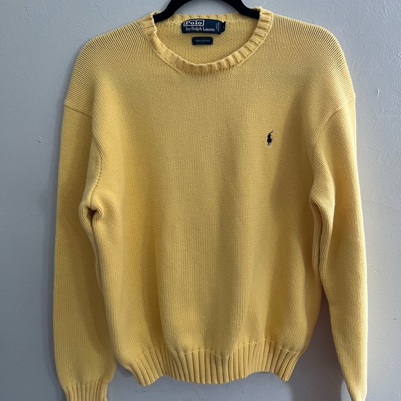 Polo Ralph Lauren Other - Vintage Polo Ralph Lauren Crewneck Knit Sweater Solid Yellow Pullover Men's L